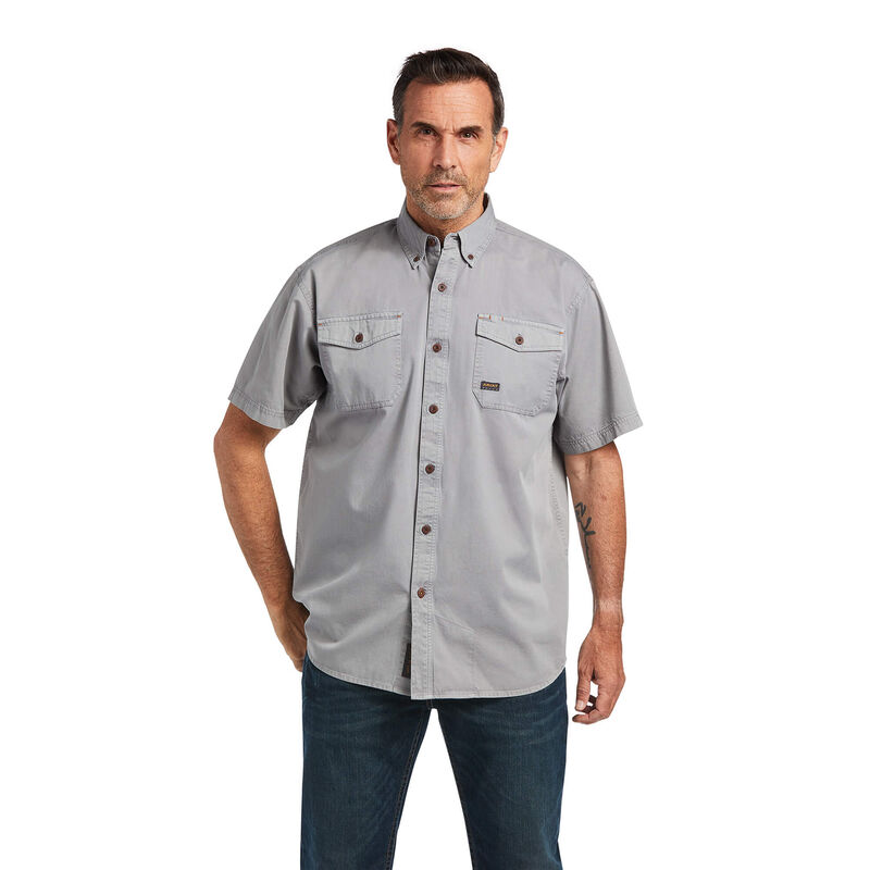 Ariat Hemden Herren - Rebar Washed Twill Work Grau ( PXQFK-9640 )